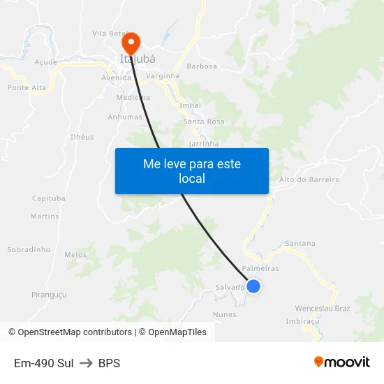 Em-490 Sul to BPS map