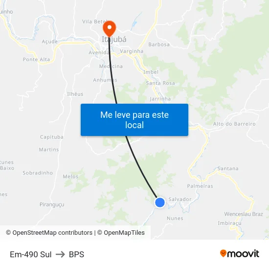 Em-490 Sul to BPS map