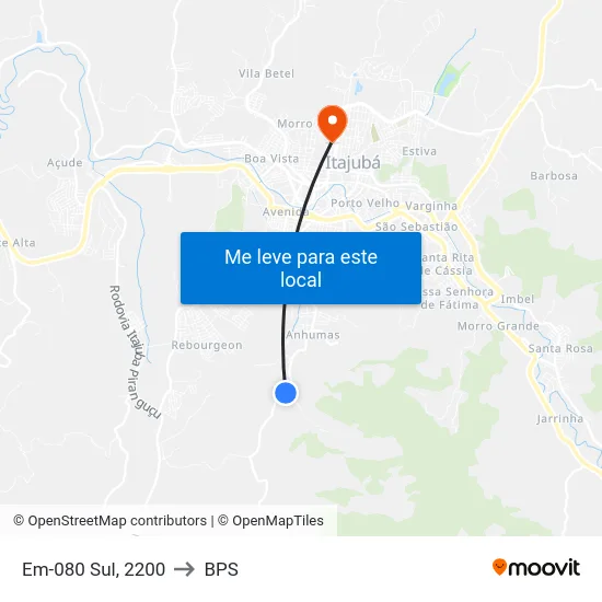 Em-080 Sul, 2200 to BPS map