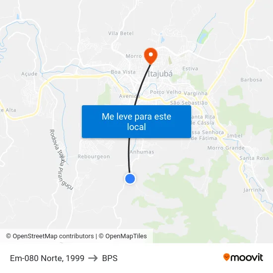Em-080 Norte, 1999 to BPS map
