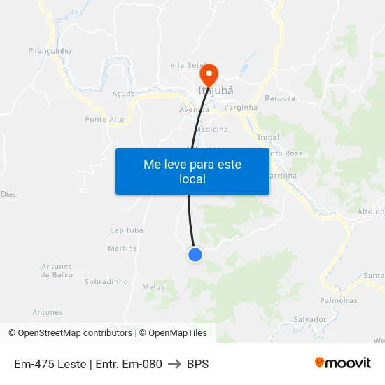 Em-475 Leste | Entr. Em-080 to BPS map