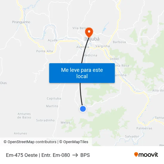 Em-475 Oeste | Entr. Em-080 to BPS map