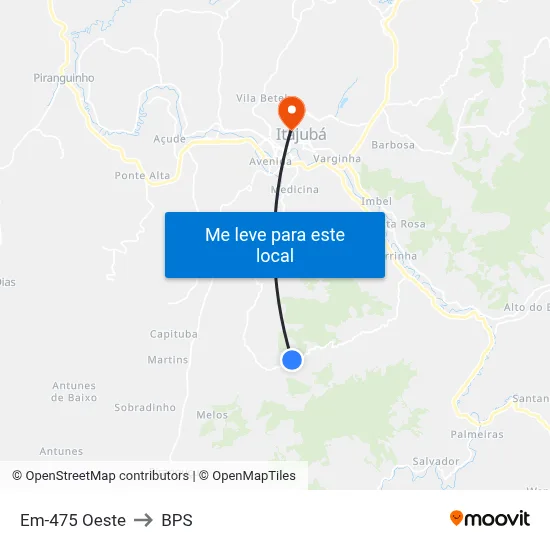 Em-475 Oeste to BPS map