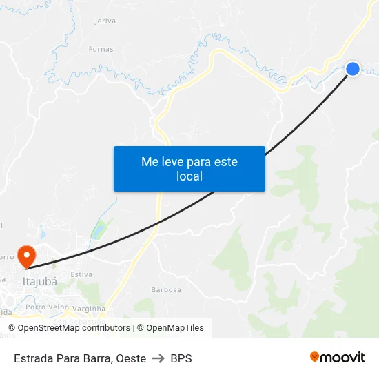 Estrada Para Barra, Oeste to BPS map