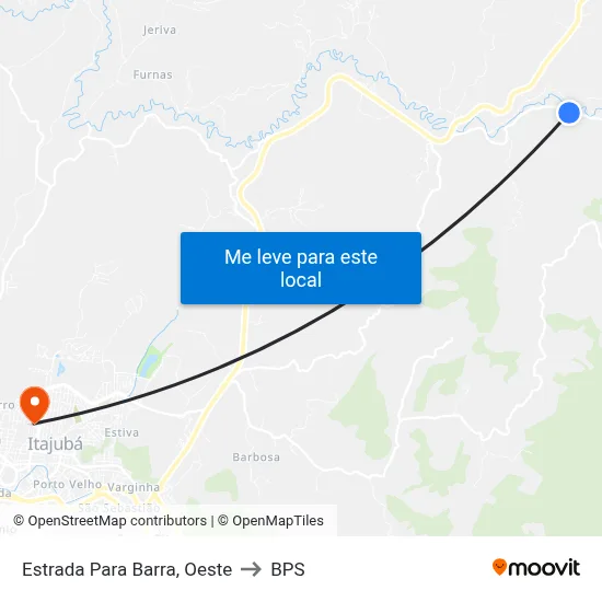 Estrada Para Barra, Oeste to BPS map