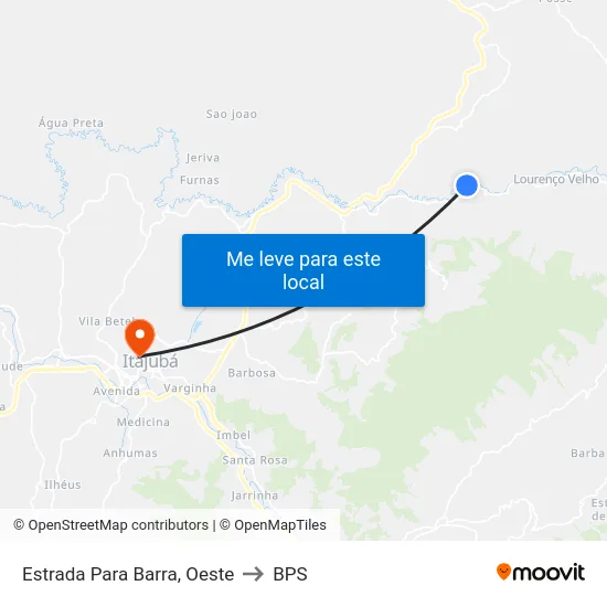 Estrada Para Barra, Oeste to BPS map