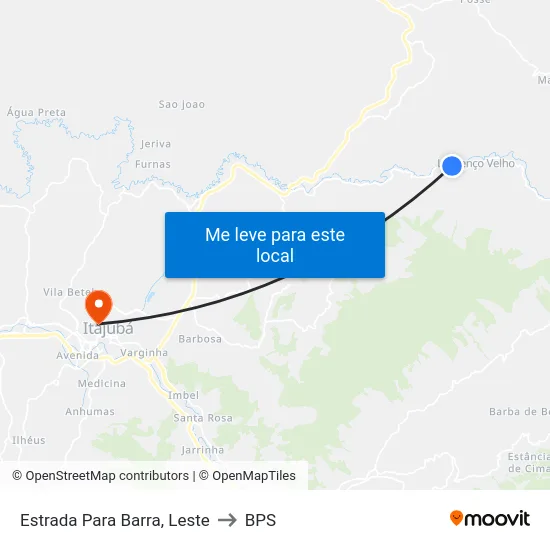 Estrada Para Barra, Leste to BPS map