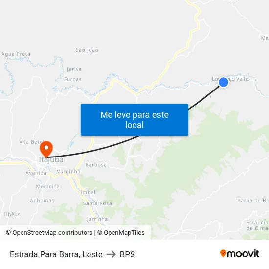 Estrada Para Barra, Leste to BPS map