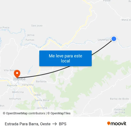 Estrada Para Barra, Oeste to BPS map