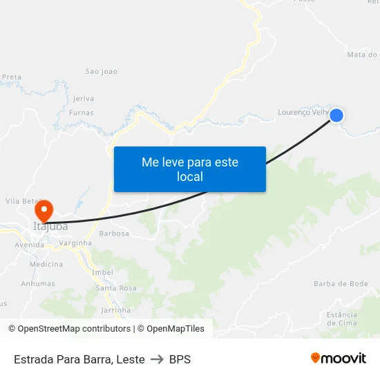 Estrada Para Barra, Leste to BPS map