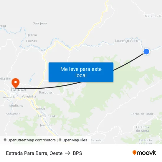 Estrada Para Barra, Oeste to BPS map