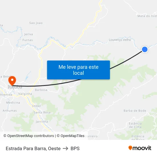 Estrada Para Barra, Oeste to BPS map
