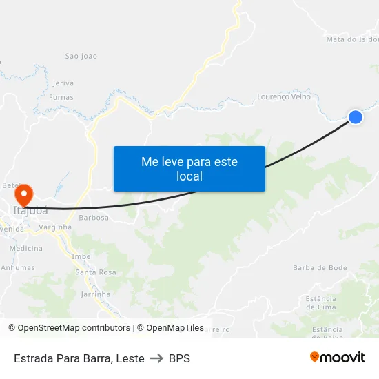 Estrada Para Barra, Leste to BPS map