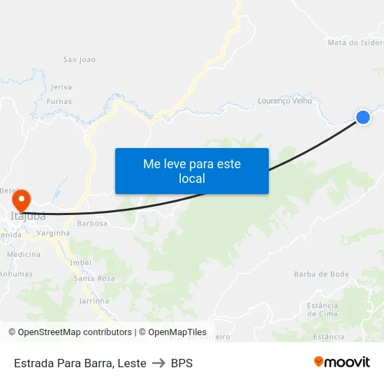 Estrada Para Barra, Leste to BPS map