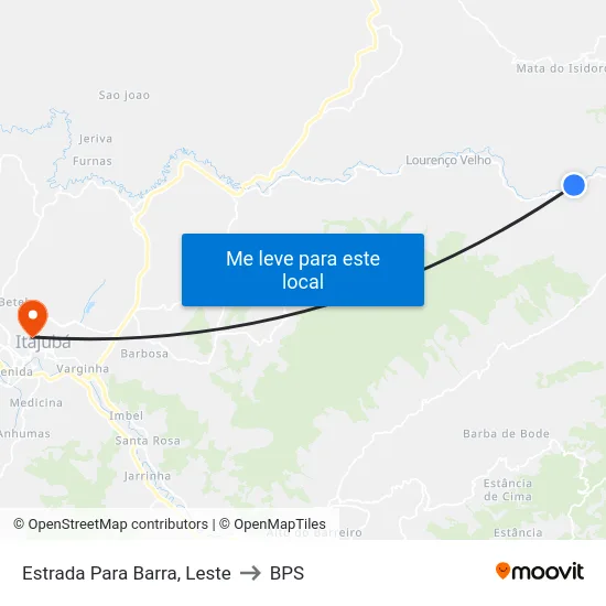 Estrada Para Barra, Leste to BPS map