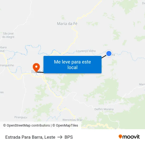 Estrada Para Barra, Leste to BPS map