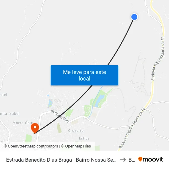 Estrada Benedito Dias Braga | Bairro Nossa Senhora Auxiliadora to BPS map