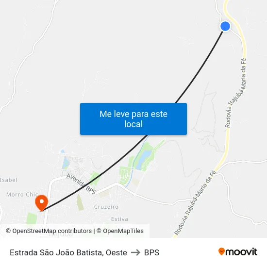 Estrada São João Batista, Oeste to BPS map