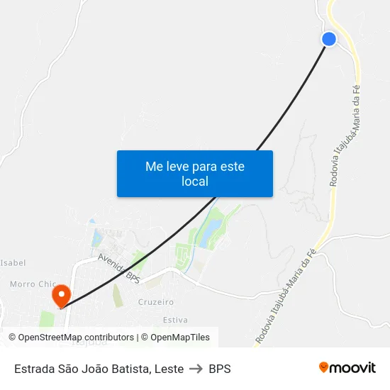 Estrada São João Batista, Leste to BPS map