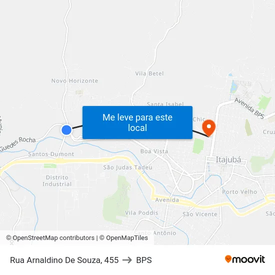 Rua Arnaldino De Souza, 455 to BPS map