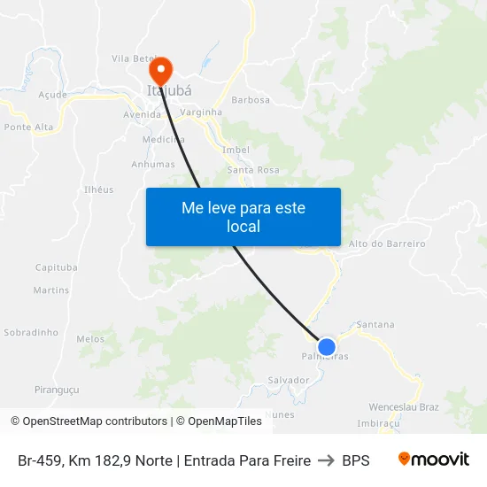 Br-459, Km 182,9 Norte | Entrada Para Freire to BPS map