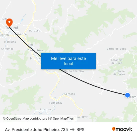 Av. Presidente João Pinheiro, 735 to BPS map