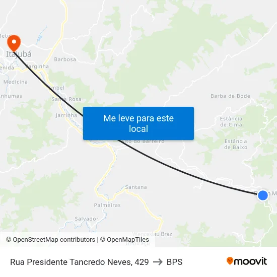 Rua Presidente Tancredo Neves, 429 to BPS map