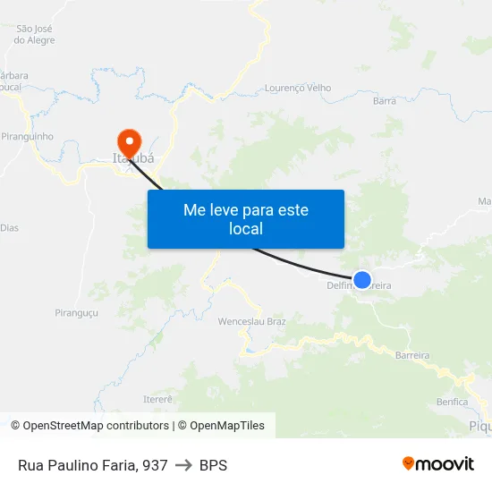 Rua Paulino Faria, 937 to BPS map