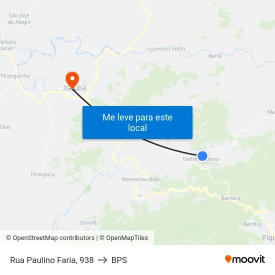 Rua Paulino Faria, 938 to BPS map