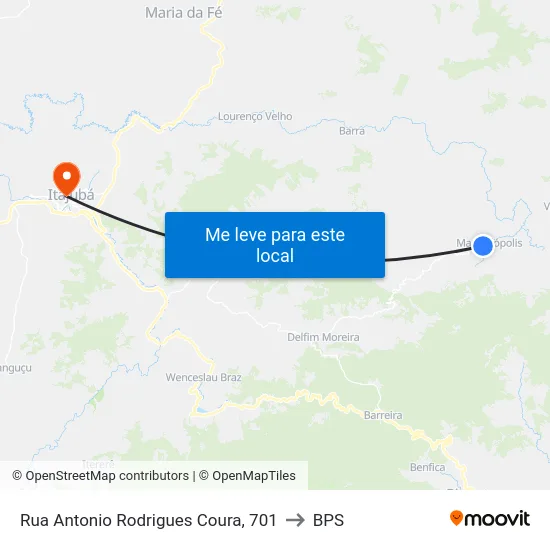 Rua Antonio Rodrigues Coura, 701 to BPS map