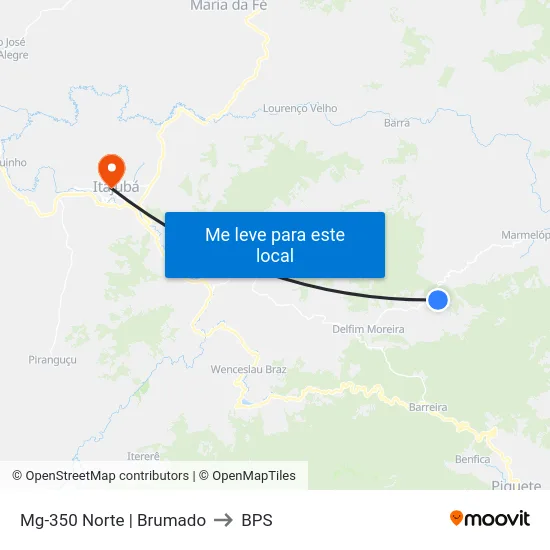Mg-350 Norte | Brumado to BPS map