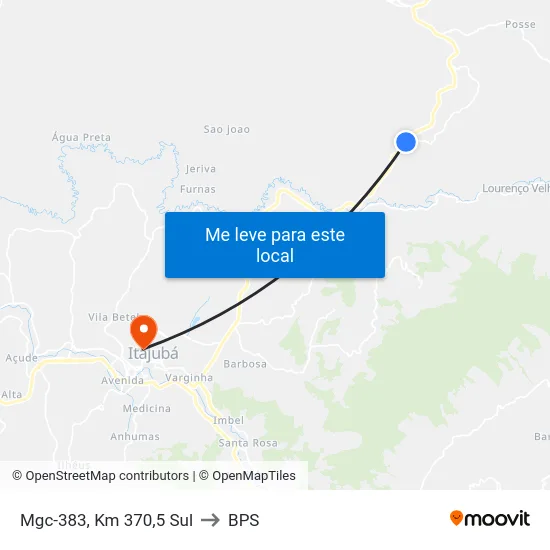 Mgc-383, Km 370,5 Sul to BPS map