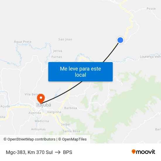 Mgc-383, Km 370 Sul to BPS map