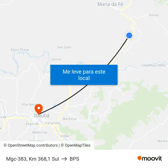 Mgc-383, Km 368,1 Sul to BPS map