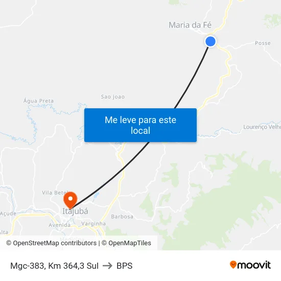 Mgc-383, Km 364,3 Sul to BPS map