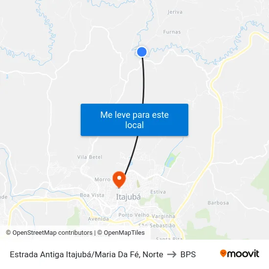Estrada Antiga Itajubá/Maria Da Fé, Norte to BPS map