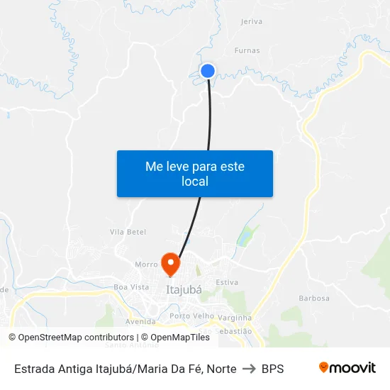 Estrada Antiga Itajubá/Maria Da Fé, Norte to BPS map