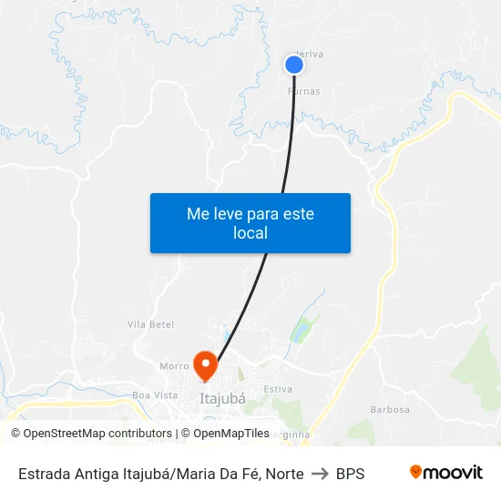 Estrada Antiga Itajubá/Maria Da Fé, Norte to BPS map