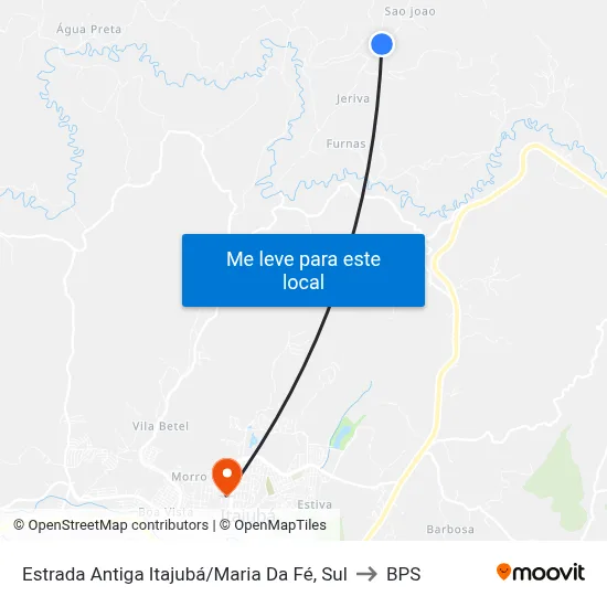 Estrada Antiga Itajubá/Maria Da Fé, Sul to BPS map