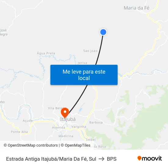 Estrada Antiga Itajubá/Maria Da Fé, Sul to BPS map