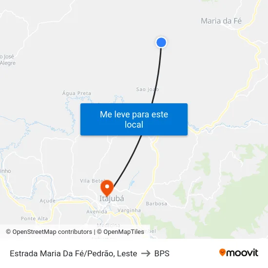Estrada Maria Da Fé/Pedrão, Leste to BPS map