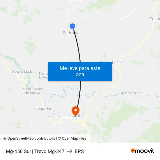 Mg-458 Sul | Trevo Mg-347 to BPS map