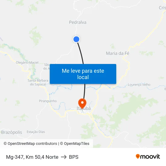 Mg-347, Km 50,4 Norte to BPS map