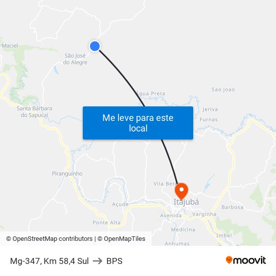 Mg-347, Km 58,4 Sul to BPS map
