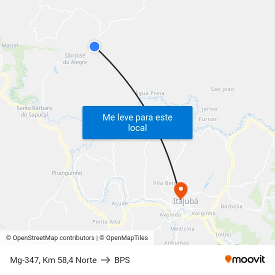 Mg-347, Km 58,4 Norte to BPS map