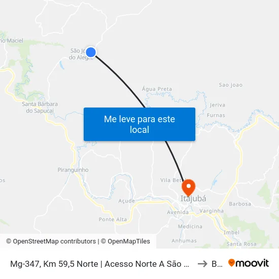 Mg-347, Km 59,5 Norte | Acesso Norte A São José Do Alegre to BPS map