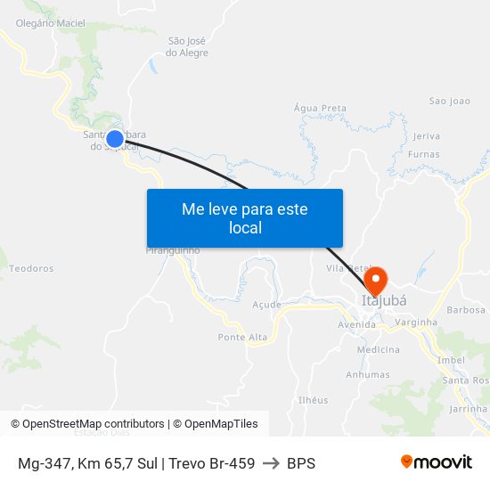 Mg-347, Km 65,7 Sul | Trevo Br-459 to BPS map