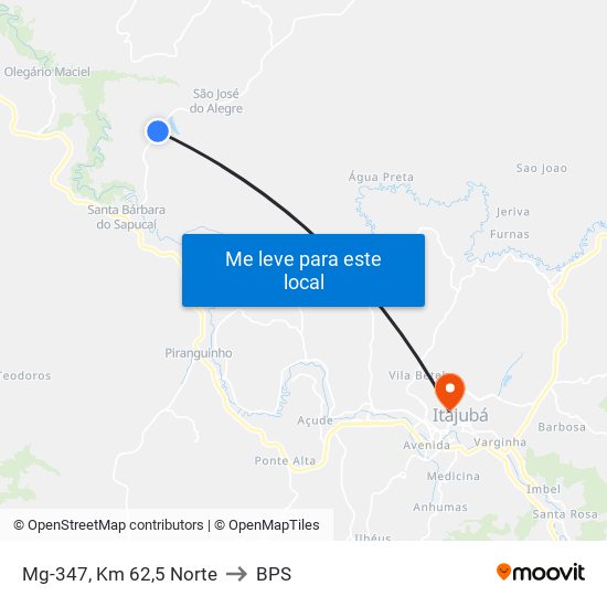 Mg-347, Km 62,5 Norte to BPS map