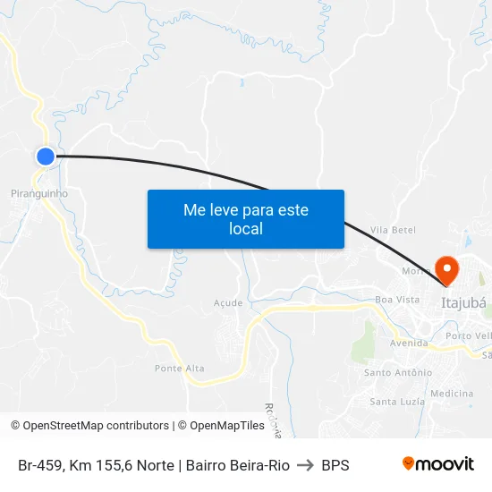 Br-459, Km 155,6 Norte | Bairro Beira-Rio to BPS map