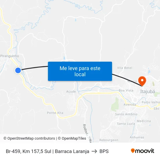 Br-459, Km 157,5 Sul | Barraca Laranja to BPS map